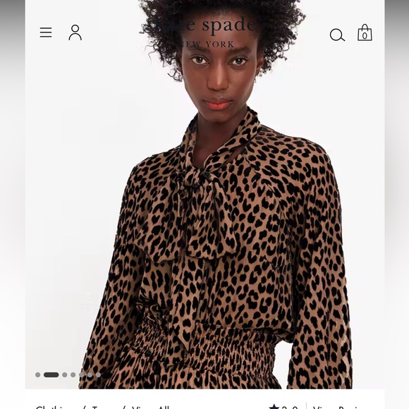 NEW Kate spade Modern Leopard Tie neck Shirt size XS - Picture 4 of 9